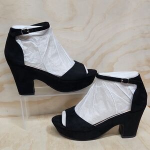 CAMSSOO Women's Platforms Wedges Sandals Suede Open Toe Ankle Strap 12.5